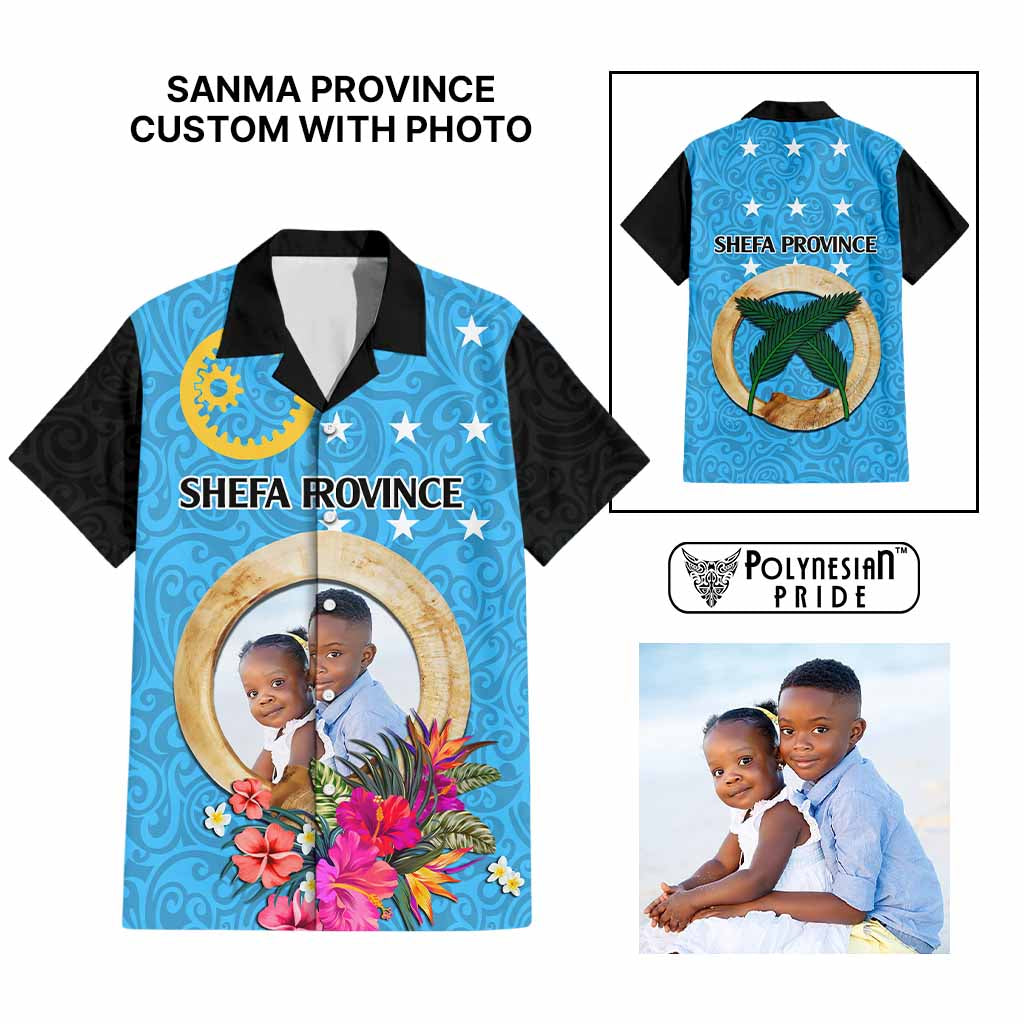 Sanma Province Custom Hawaiian Shirt With Photo Vanuatuan Boar's Tusk Flag Multicolored