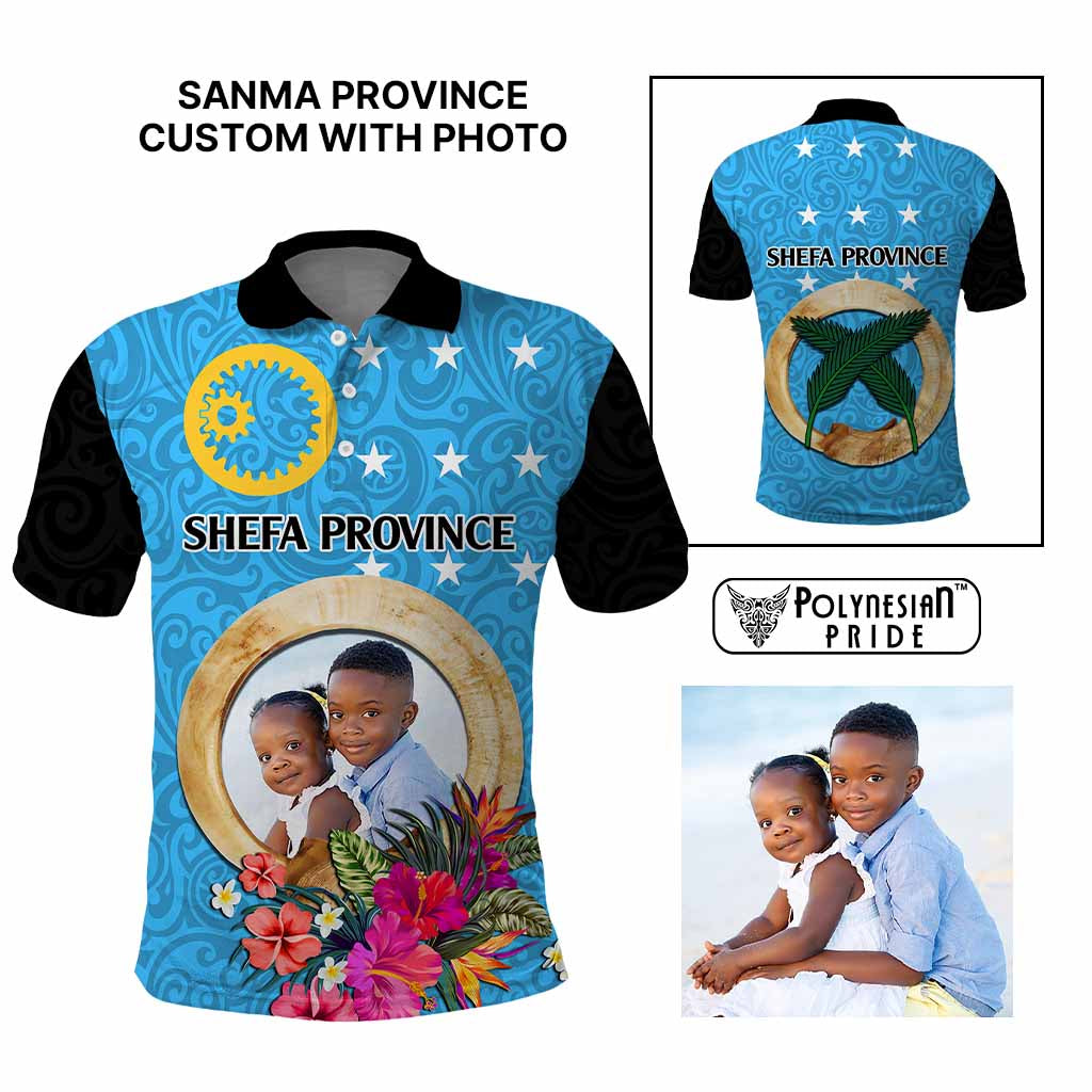 Sanma Province Custom Polo Shirt With Photo Vanuatuan Boar's Tusk Flag Multicolored
