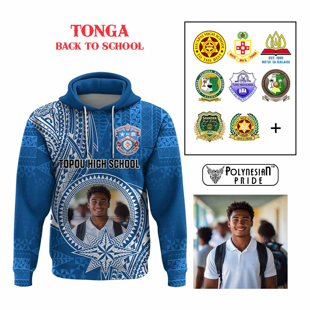 Custom Photo Tonga Back To School Hoodie Polynesian Ngatu Tribal