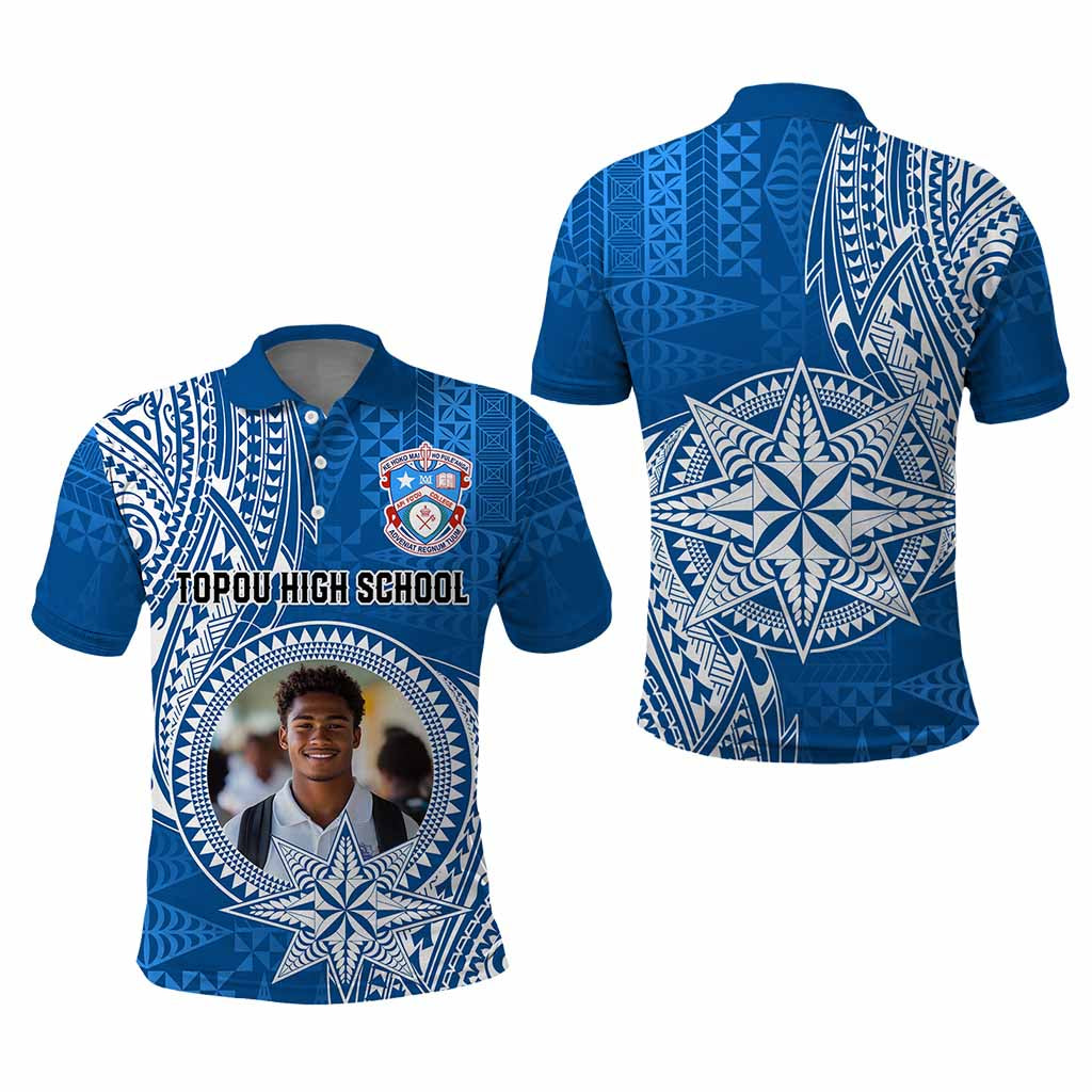 Custom Photo Tonga Back To School Polo Shirt Polynesian Ngatu Tribal