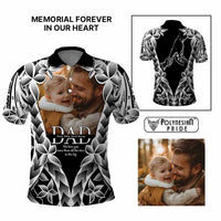 Custom Upload Photo Happy Father's Day - Best Dad Ever Polo Shirt Polynesian Plumeria Tribal Art