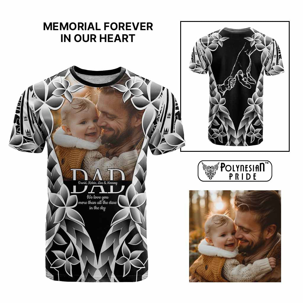 Custom Upload Photo Happy Father's Day - Best Dad Ever T Shirt Polynesian Plumeria Tribal Art