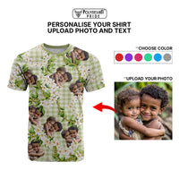 Custom Photo Hawaiian Palaka T shirt Mokihana Maile Ilima Leis