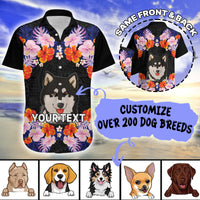 Custom Photo Polynesian Funny Dog Hawaiian Shirt Tropical Flower