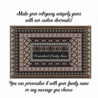 Custom Bula Fiji Family Name Rubber Doormat Vintage Fijian Tribal Tapa Pattern