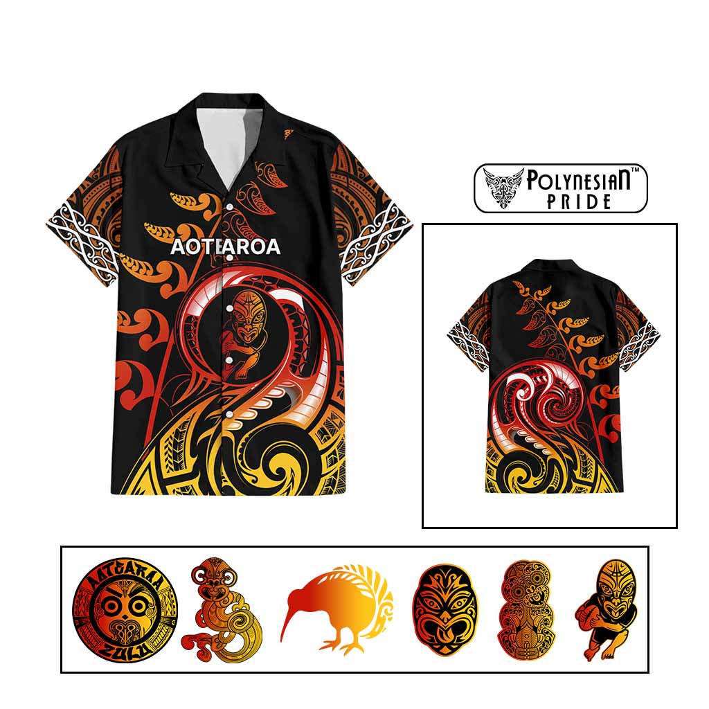 Custom New Zealand Hawaiian Shirt Aotearoa Symbols with Maori Fern Reggae Arty Color