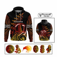 Custom New Zealand Hoodie Aotearoa Symbols with Maori Fern Reggae Arty Color