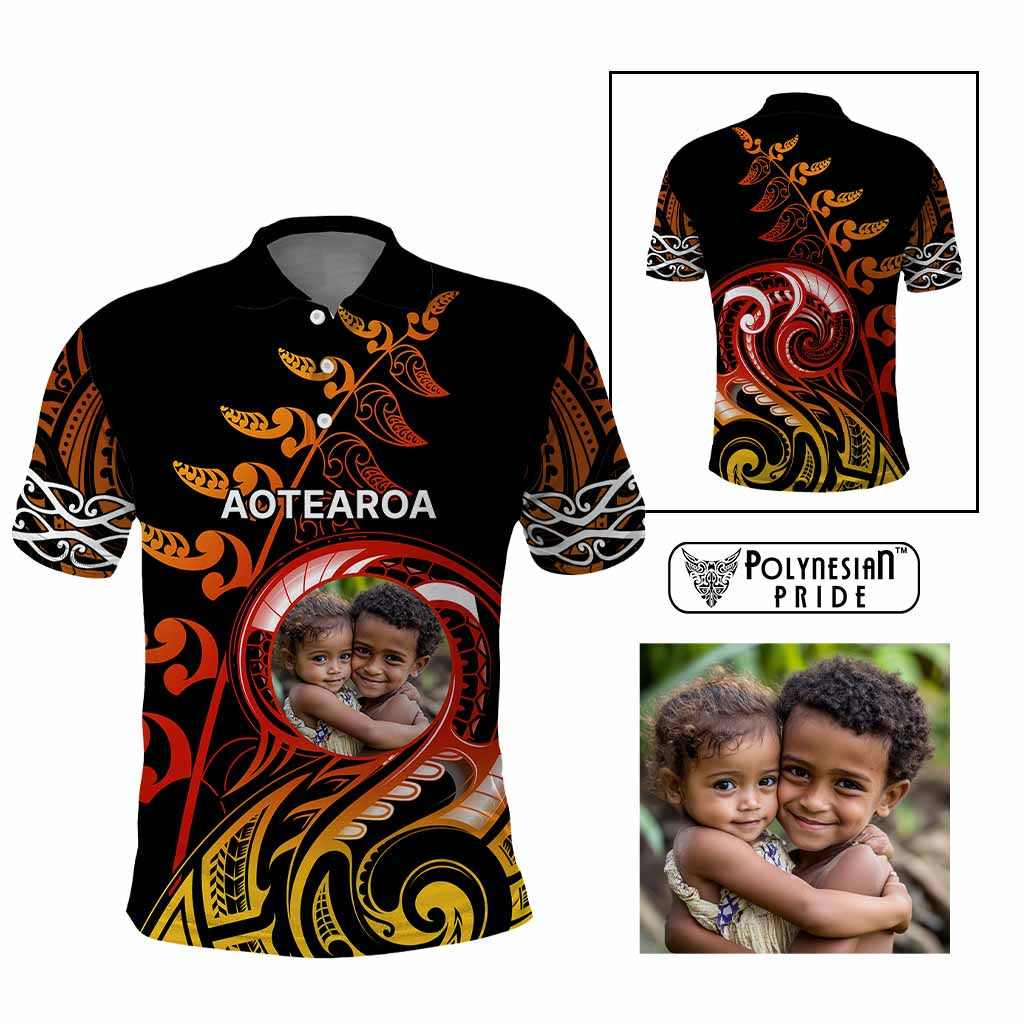 Custom New Zealand Polo Shirt Aotearoa Symbols with Maori Fern Reggae Arty Color