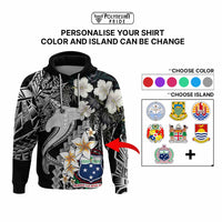 Custom Hawaii Tropical Hoodie Hammerhead Shark and Coat of Arm Polynesian Island