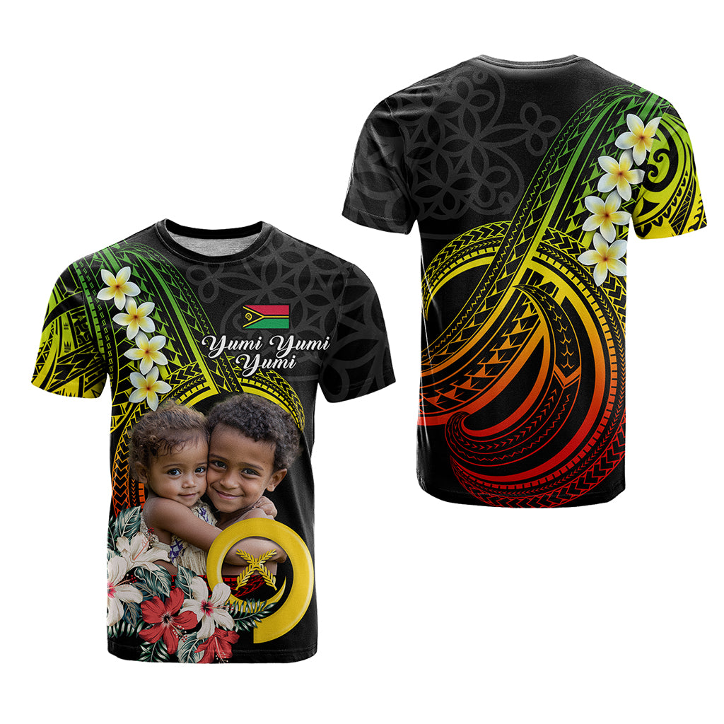 Custom Photo Vanuatu Provinces T Shirt Vanuatuan Pig Tusk and Pacific Beauty Flower