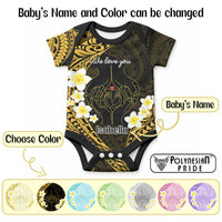 Custom Polynesia Baby and Parents Baby Onesie We Love You Plumeria Polynesian Pattern