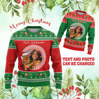 Custom Photo Aloha Hawaii Christmas Knitted Sweatshirt Tiki Santa Mele Kalikimaka