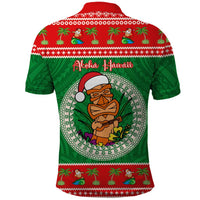 Custom Photo Aloha Hawaii Christmas Polo Shirt Tiki Santa Mele Kalikimaka