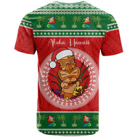 Custom Photo Aloha Hawaii Christmas T Shirt Tiki Santa Mele Kalikimaka