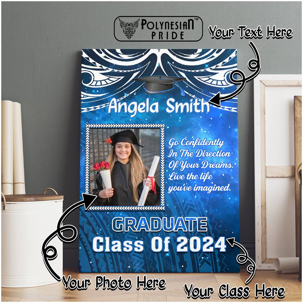 Custom Photo Polynesia Graduation Canvas Wall Art Year Of Class Galaxy Vibes