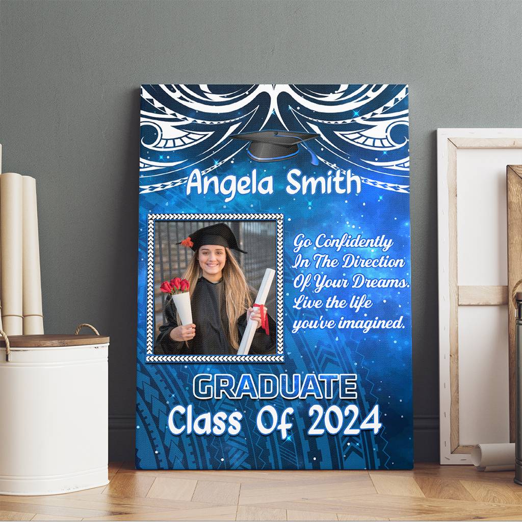 Custom Photo Polynesia Graduation Canvas Wall Art Year Of Class Galaxy Vibes