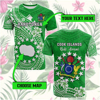 Custom Cook Islands T Shirt Islands Map Plumeria With Polynesian Tattoo
