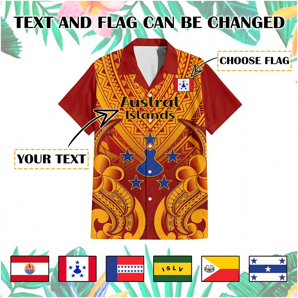Custom French Polynesia Hawaiian Shirt Five Groups Of Islands Flag Plumeria Polynesian Tribal