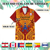 Custom French Polynesia Hawaiian Shirt Five Groups Of Islands Flag Plumeria Polynesian Tribal