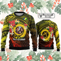 Custom Photo Vanuatu Knitted Sweatshirt Vanuatuan Pig Tusk Meri Krismas