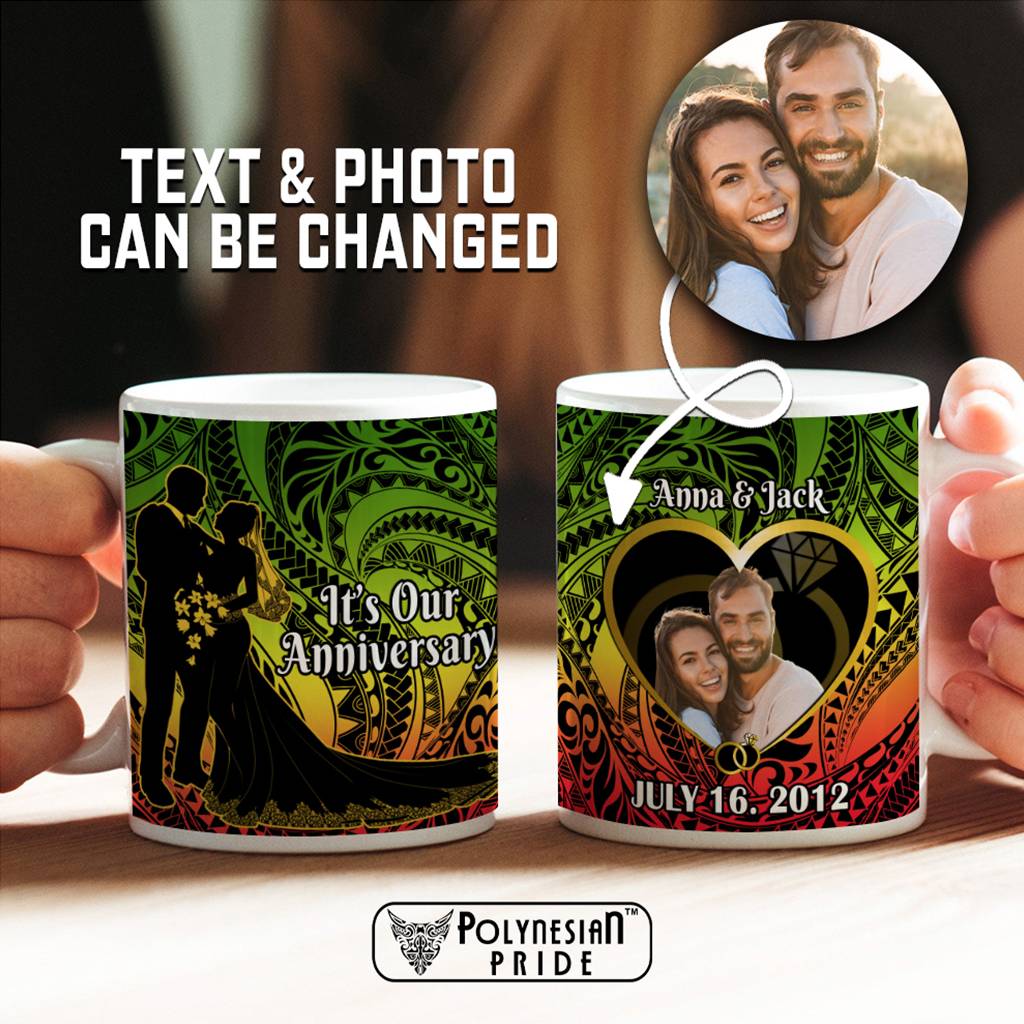 Custom Photo It Is Our Anniversary Ceramic Mug Polynesian Couples Wedding Memorial Gift CTM14