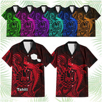 Custom French Polynesia Hawaiian Shirt Map Of Islands Flag Hibiscus With Polynesian Shark Tattoo