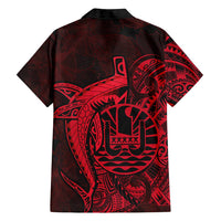 Custom French Polynesia Hawaiian Shirt Map Of Islands Flag Hibiscus With Polynesian Shark Tattoo