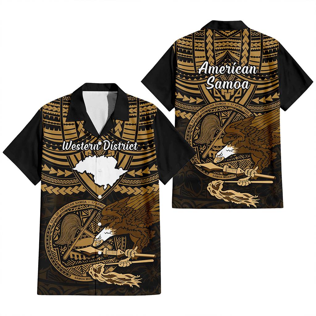 Custom American Samoa Hawaiian Shirt Coat Of Arms With Districts Map Polynesian Pattern