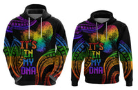 Personalised It's in my DNA Polynesian Valentine Day Couple Hoodie Fingerprint with Color Pride Flag LT9 - Polynesian Pride