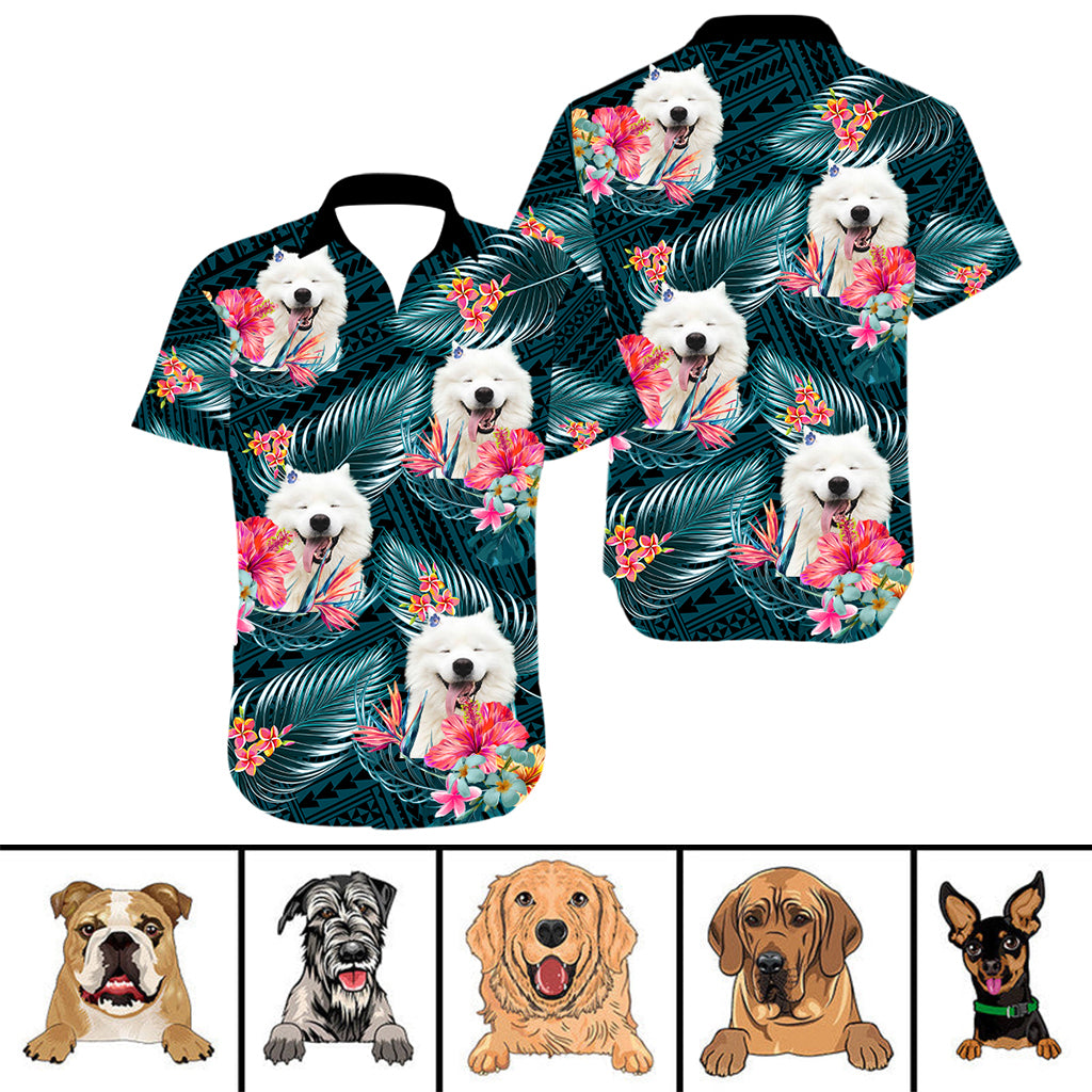 Custom Photo Polynesian Dog Hawaiian Shirt Doggies Lover Tropical Flowers CTM14 - Polynesian Pride