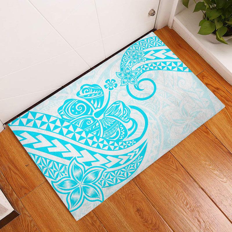 Polynesian Tribal Tattoo Retro Door Mat Aqua Screen Color LT9 Aqua - Polynesian Pride