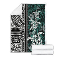 Polynesian Premium Blanket - Turtle With Ethnic Motives And Floral Elements - LT20 - Polynesian Pride