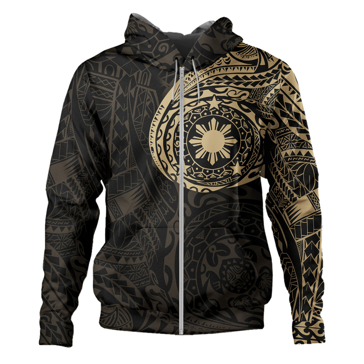 Philippines Polynesian Tribal Tattoo Style Gold Hoodie