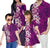 Hawaii Hibiscus Flowers Family Matching Outfits Polynesian Purple Off Shoulder Long Sleeve Dress And Shirt Family Set - Polynesian Pride