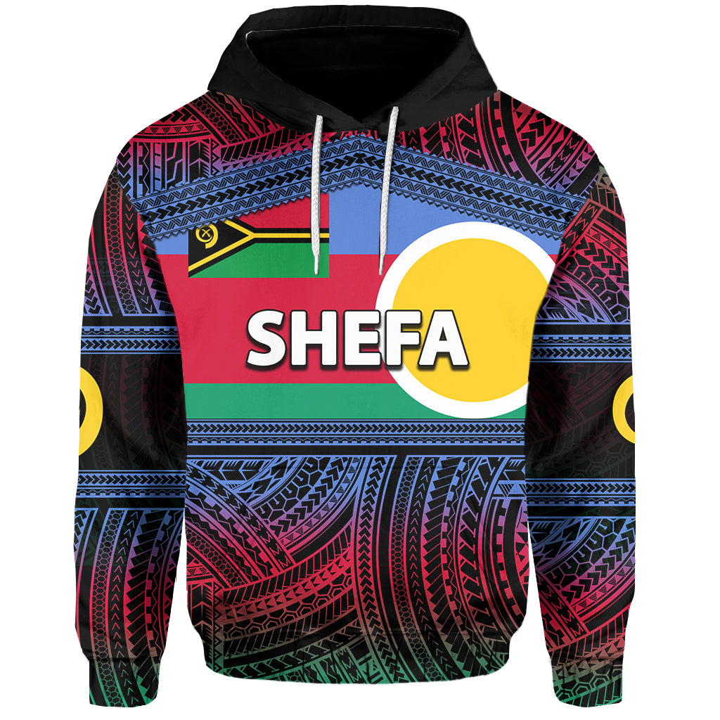 Custom Shefa Province Hoodie KID of Vanuatu Polynesian Patterns LT6 Blue - Polynesian Pride