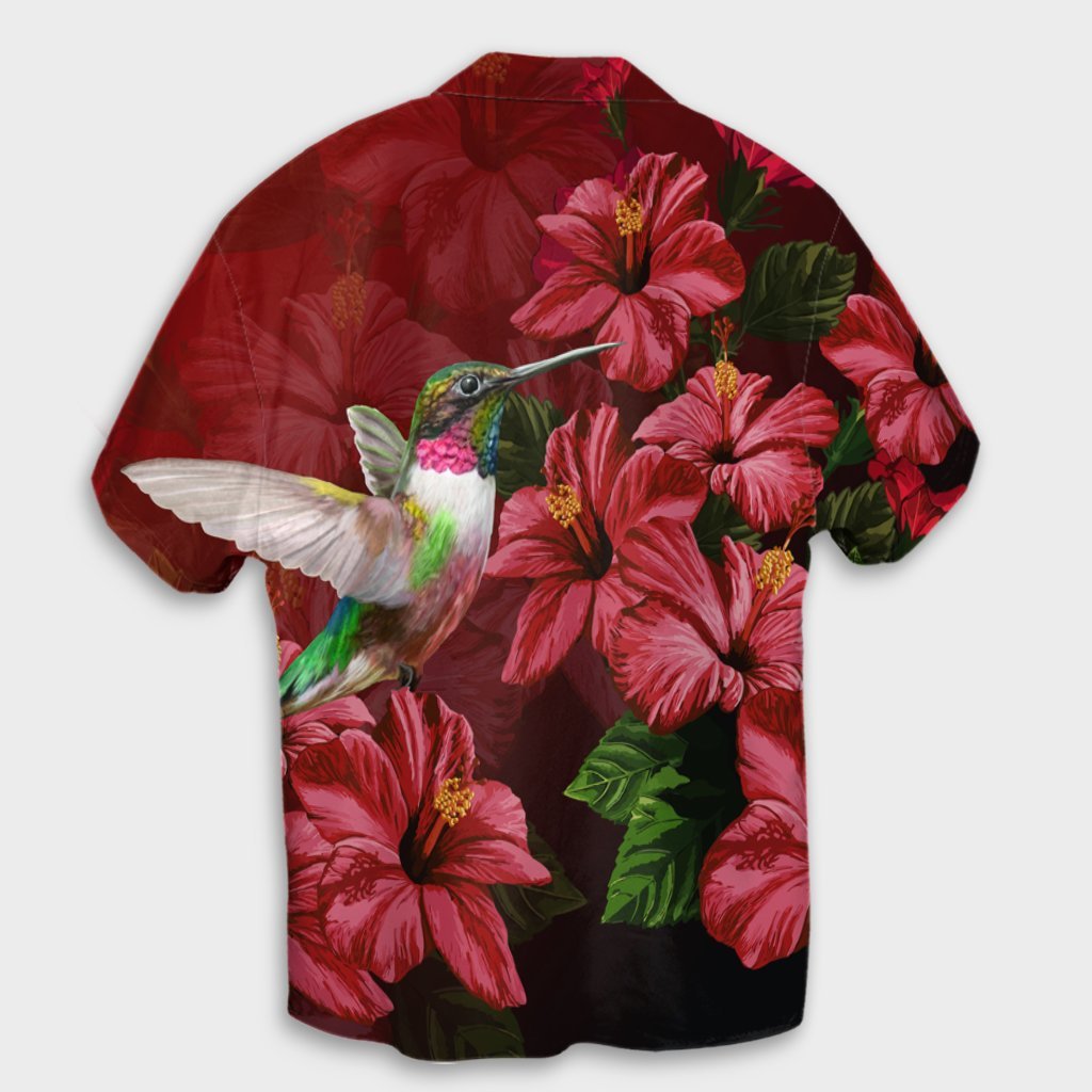 Hawaii Red Hibiscus Humming Bird Hawaiian Shirt LT14 - Polynesian Pride