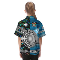 New Zealand Maori Aotearoa Fiji Tapa Together Hawaiian Shirt KID - Paua Shell LT8 - Polynesian Pride