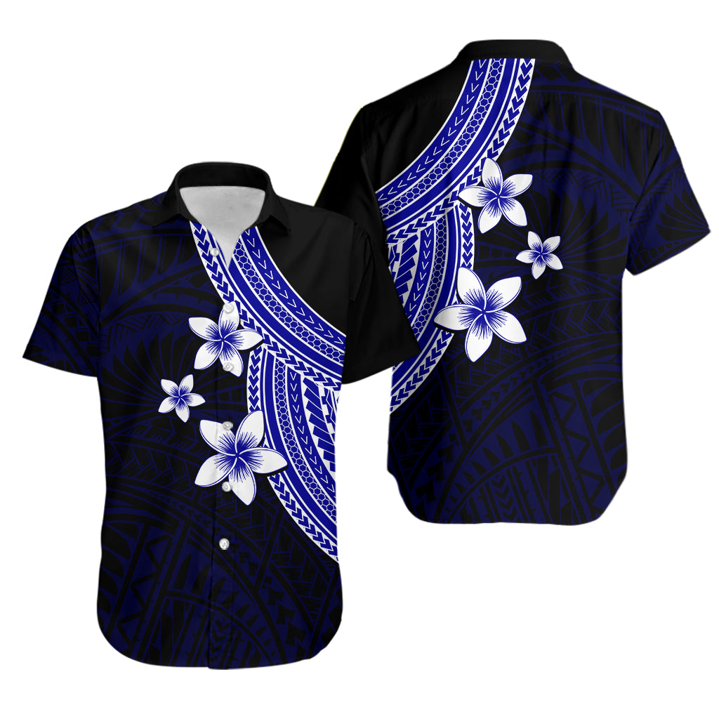 Polynesian Couples Matching Outfits Combo Long Sleeve Dress With Plumeria Flower Blue LT6 - Polynesian Pride