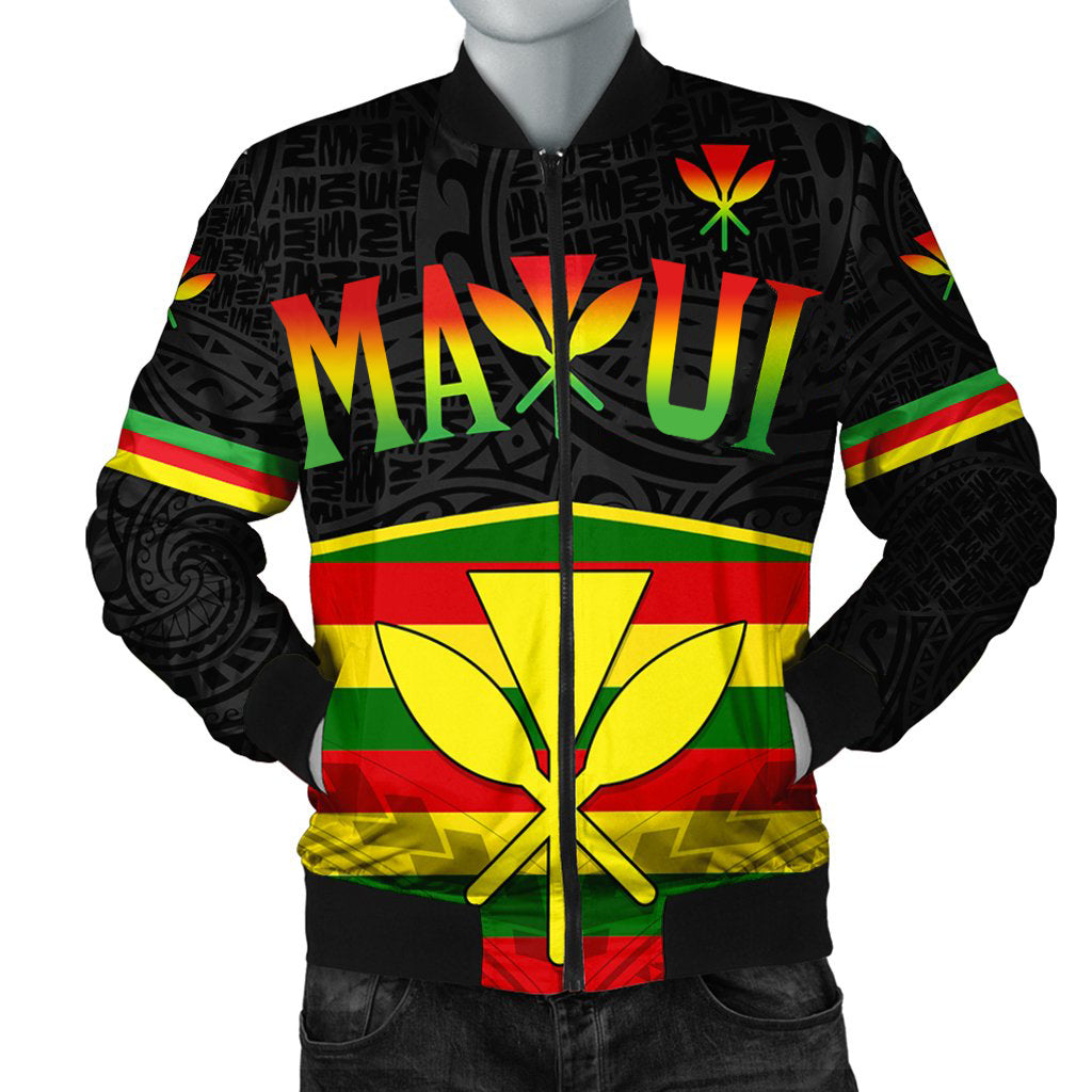 (MAUI) Kanaka Maoli Polynesian Bomber Jacket - 3CL - RLT7 Black Unisex - Polynesian Pride