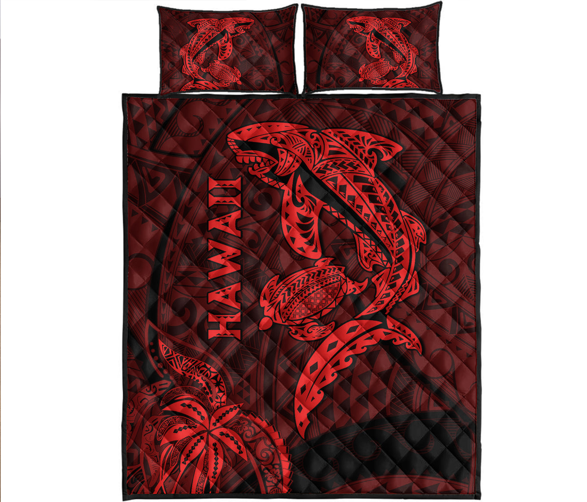 hawaii-shark-and-turtle-quilt-bed-set-with-red-kakau