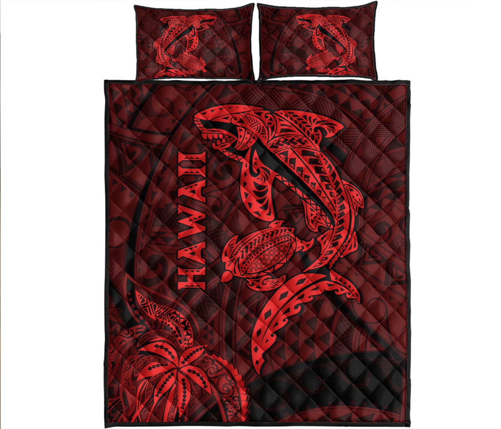 hawaii-shark-and-turtle-quilt-bed-set-with-red-kakau