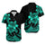 Polynesian Couple Outfits Plumeria Flowers Couples Long Sleeve Dress and Hawaiian Shirt Polynesian Tribal Aqua Vibe LT9 - Polynesian Pride