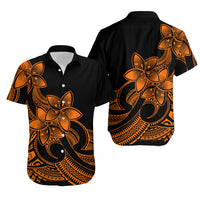 Polynesian Couple Outfits Plumeria Flowers Puletasi Dress and Hawaiian Shirt Polynesian Tribal Gold Vibe LT9 - Polynesian Pride
