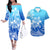 Polynesian Couple Outfits Plumeria Flowers Couples Long Sleeve Dress and Hawaiian Shirt Polynesian Tribal Gradient Blue LT9 Gradient Blue - Polynesian Pride