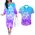 Polynesian Couple Outfits Plumeria Flowers Couples Long Sleeve Dress and Hawaiian Shirt Polynesian Tribal Gradient Purple LT9 Gradient Purple - Polynesian Pride