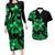 Polynesian Couple Outfits Plumeria Flowers Couples Bodycon Dress Hawaiian Shirt Polynesian Tribal Green Vibe LT9 Green - Polynesian Pride