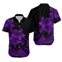 Polynesian Couple Outfits Plumeria Flowers Puletasi Dress and Hawaiian Shirt Polynesian Tribal Purple Vibe LT9 - Polynesian Pride