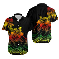Polynesian Couple Outfits Plumeria Flowers Puletasi Dress and Hawaiian Shirt Polynesian Tribal Reggae Vibe LT9 - Polynesian Pride