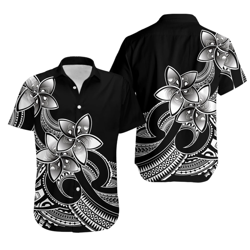 Polynesian Couple Outfits Plumeria Flowers Puletasi Dress and Hawaiian Shirt Polynesian Tribal White Vibe LT9 - Polynesian Pride