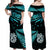 Matching Outfits For Couples Maori Couples Long Dress and Hawaiian Shirt Matariki Stars Manaia with Paua Shell - Aqua LT9 - Polynesian Pride